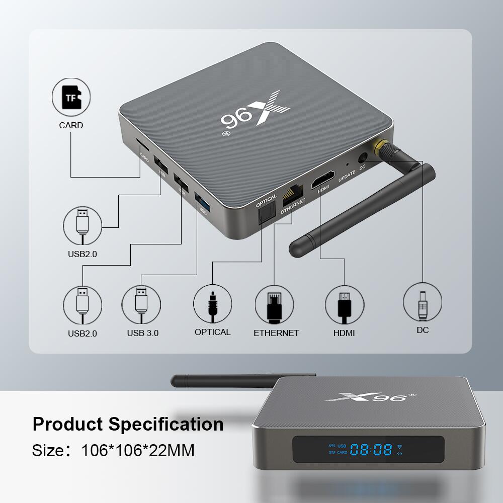 X 96 X 6 Rockchip RK 3566 스마트 TV 박스 중국 제조업체 수출업체