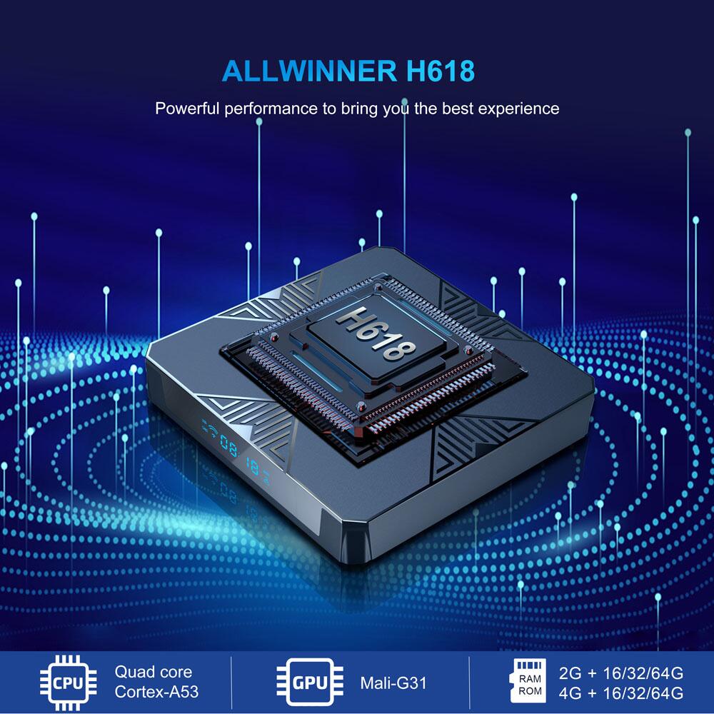 홈 미디어의 최신 Marvel: X 98 H Allwinner H 618 Linux TV Box